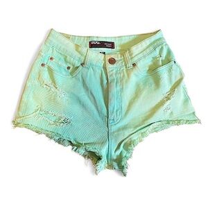 BDG Women's Turquoise Distressed Daisy Duke Shorts